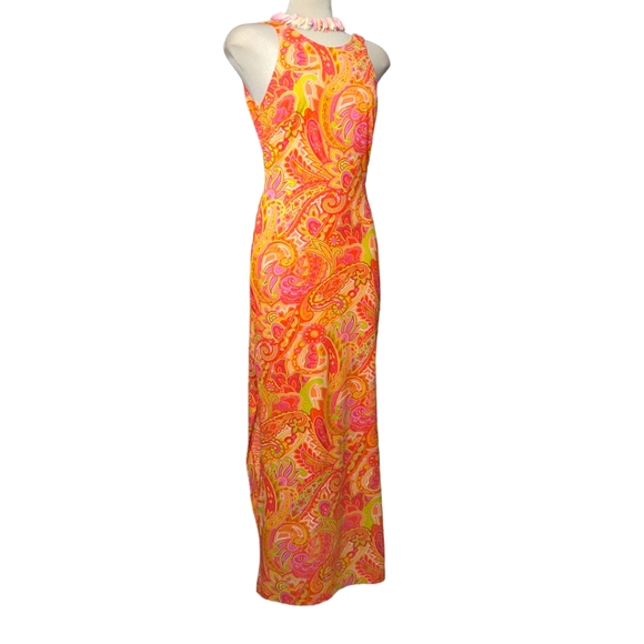 Scene SIZE 4 orange made in Canada maxi dress paisley pattern - Picture 3 of 14